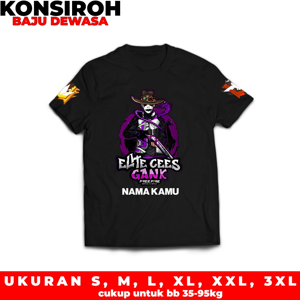 Tambah Nama Gratis Baju Dewasa | Kaos Free Fire Karakter Elite CS Cobra Viral | Tshirt Distro Dewasa