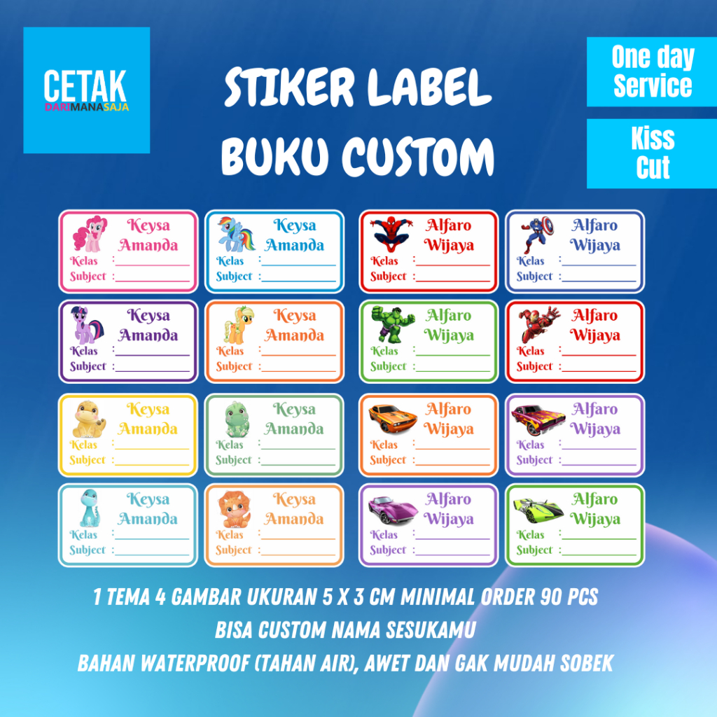 

Stiker Nama Buku / Stiker Custom Nama Buku Sekolah Anak Satuan Tema Anak