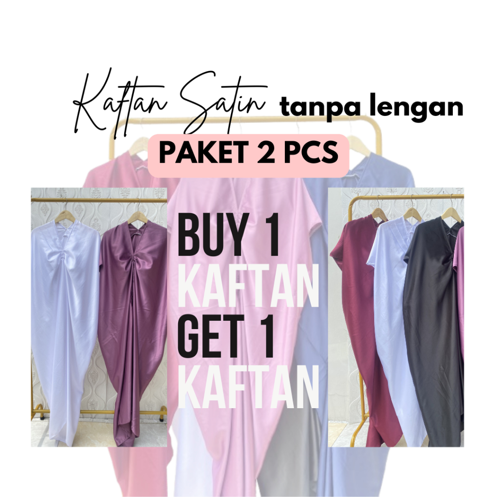 Paket 2 pcs Premium Ied Collection Myra Kaftan Dress Satin Payet Swarovski Wanita Big Size Jumbo Bus
