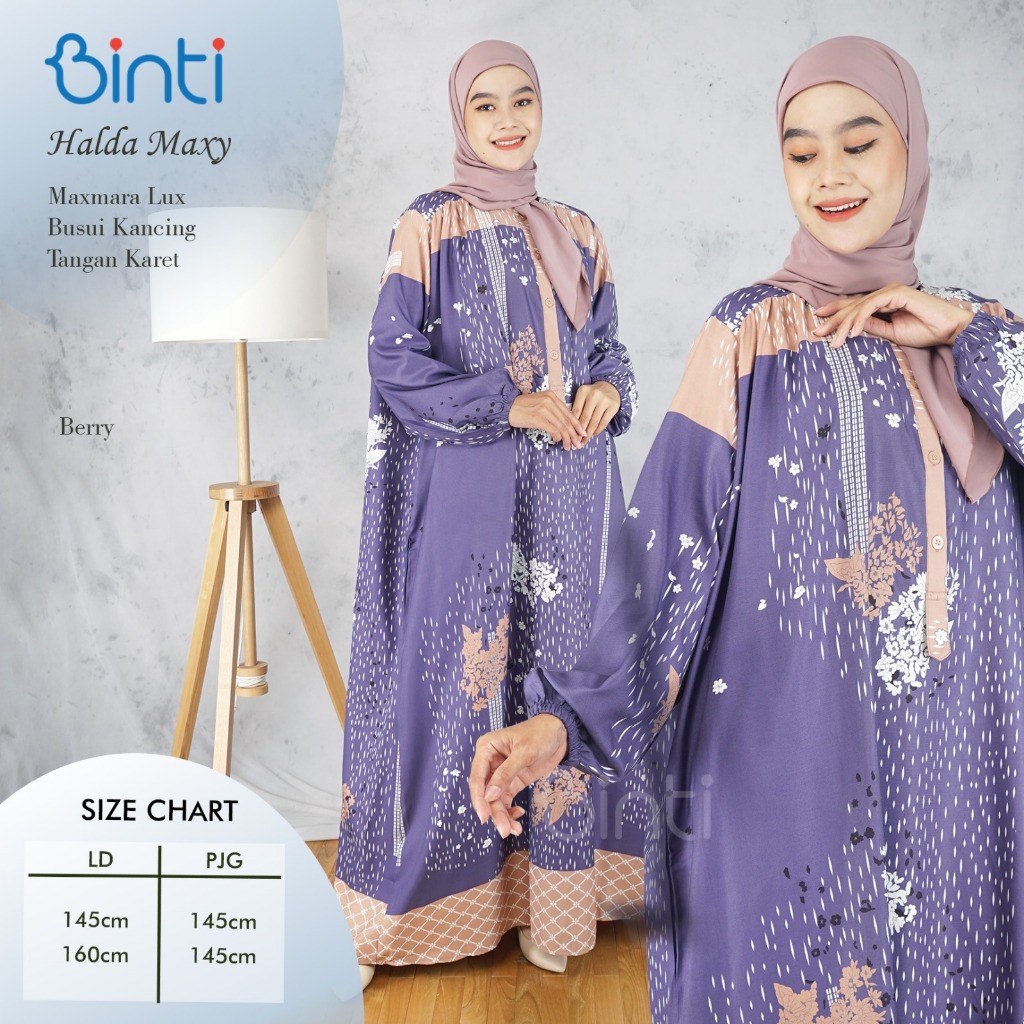 HALDA DRESS JUMBO LD 145 LD 160 BAHAN MAXMARA LUX By BINTI GAMIS JUMBO TERBARU MOTIF PRINT BAJU LEBA