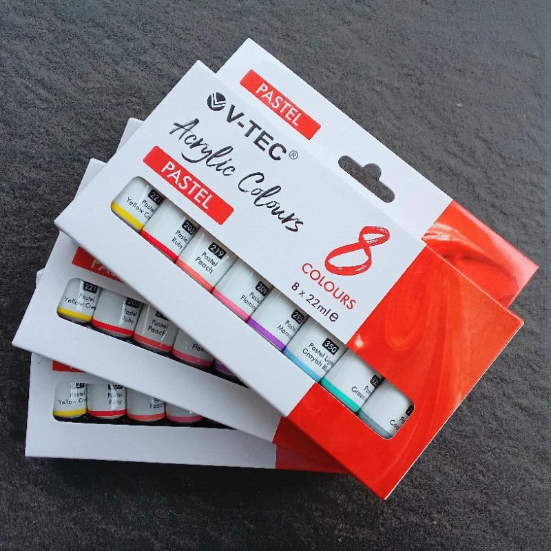 

CAT LUKIS AKRILIK SET 8 WARNA ISI 22ML V-TEC ACRYLIC COLOUR 228 PASTEL FLUORESCENT METALLIC