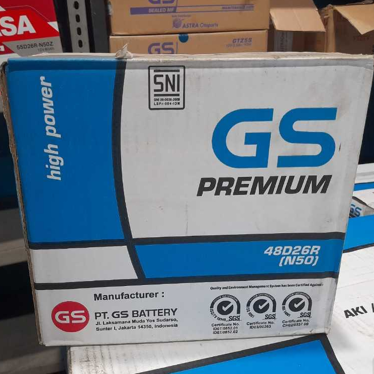 N50 / 48D26R - ACCU BASAH GS ASTRA PREMIUM 12V 50AH