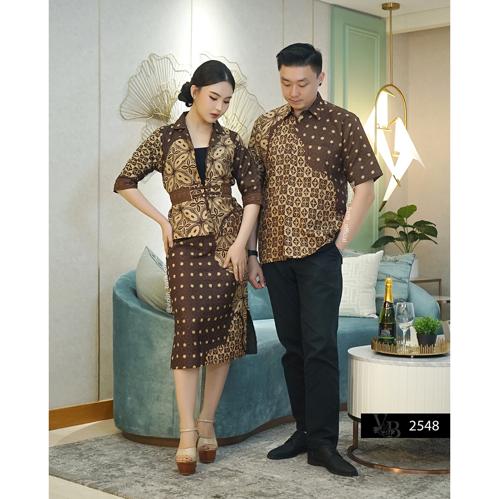 Stelan Batik Cap Viscose Premium Coklat Blazer Rok 2548 ~no inner