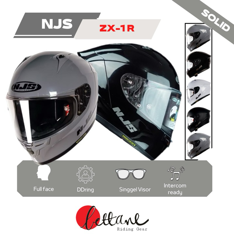 HELM NJS ZX-1R Solid | Full Face NJS ZX1R Polos Flat Visor