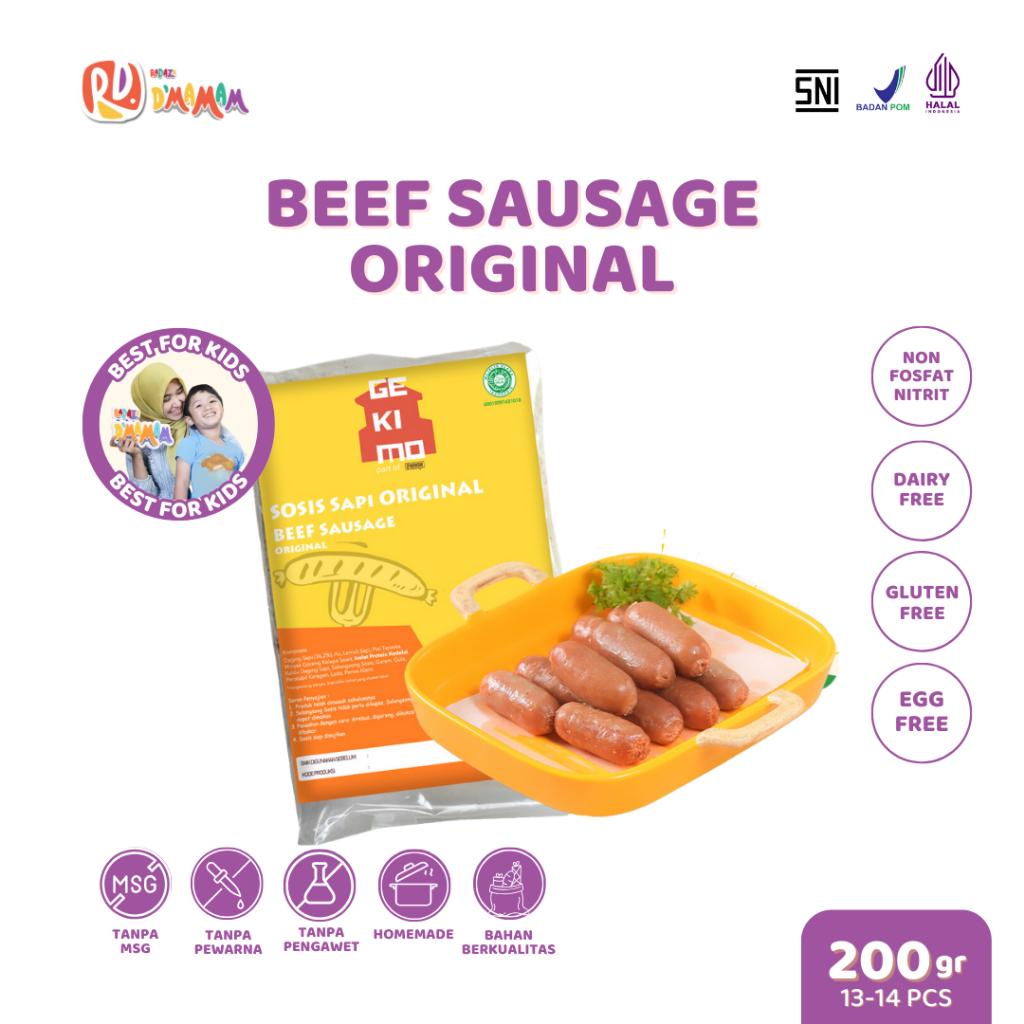 

DMAMAM Beef Sausage Original 200g Gekimo Sosis Sapi Anak MPASI Homemade SNI BPOM HALAL