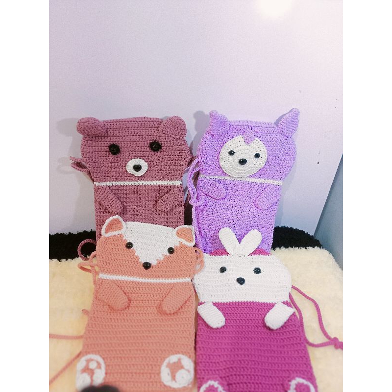 Fitrihandmade_tas rajut karakter lucu,tas rajut hp, tas rajut lucu, tas rajut hand Made, tas rajut s