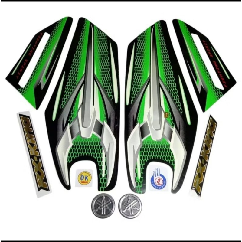 Striping motor / Les tangki RX KING NEW 2007 Hijau + Emblem komplit