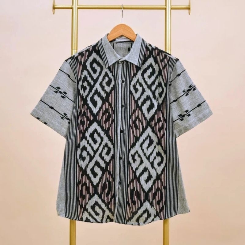 KEMEJA TENUN PRIA LENGAN PENDEK TERBARU - KEMEJA TENUN PRIA KOMBINASI - KEMEJA TENUN LENGAN PENDEK S