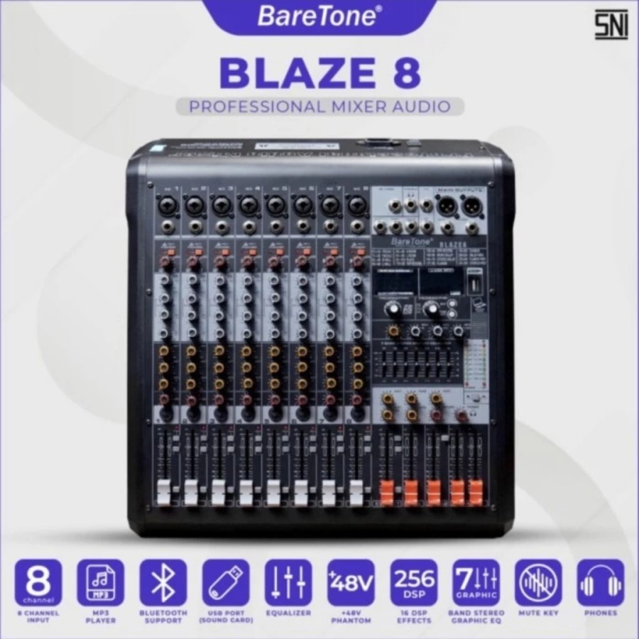 Mixer BareTone Blaze 8 Original 8 channel BLAZE8 8 Mic/Line in Profes