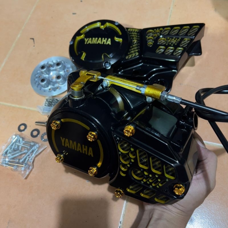 BAK KOPLING KANAN RXKING KAWINAN BAK NINJA ORISINIL COPOTAN MOTOR HITAM MENGKILAT LIS KUNING