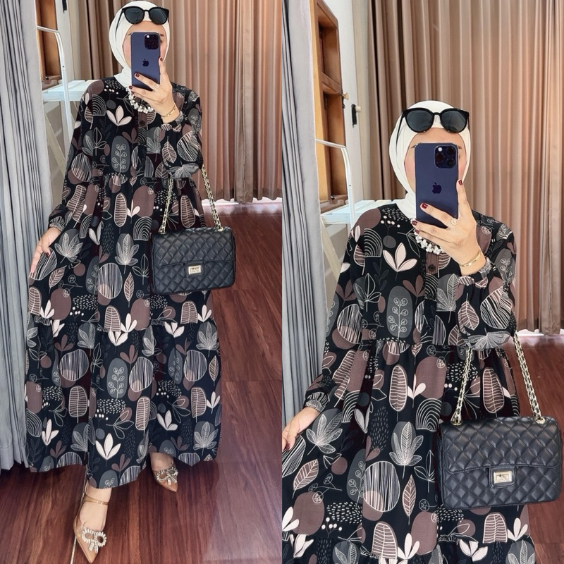Malika midi dress motif wanita muslim
