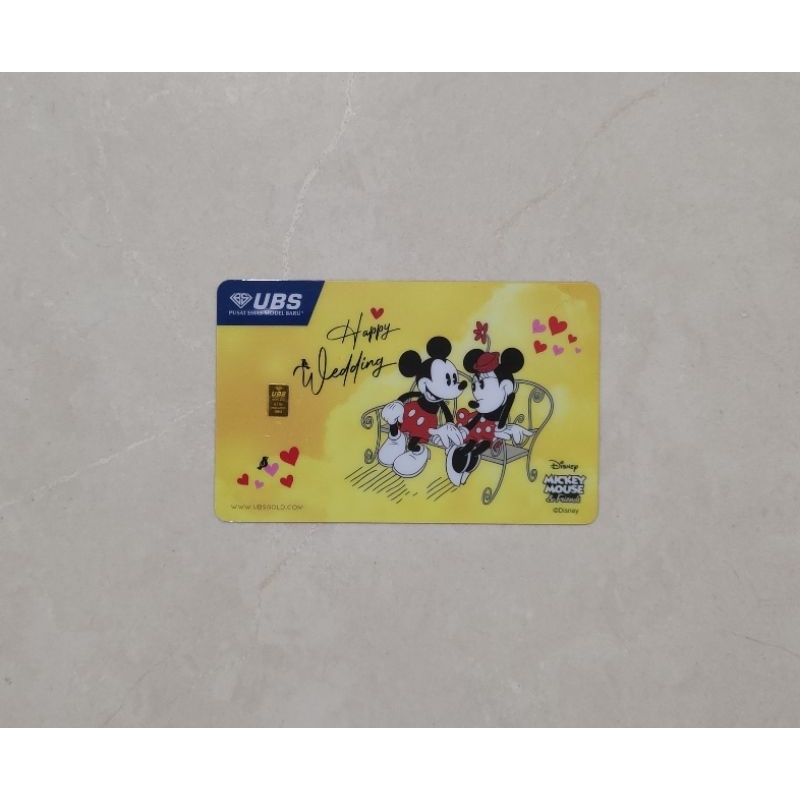 Logam Mulia UBS Disney Mickey Mouse Happy Wedding 0.1 Gram