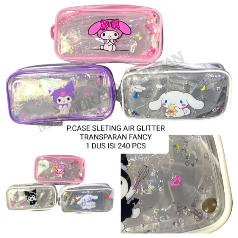

(1Pcs) Tempat Kotak Pensil Tas Kosmetik Air Glitter Transparan Fancy