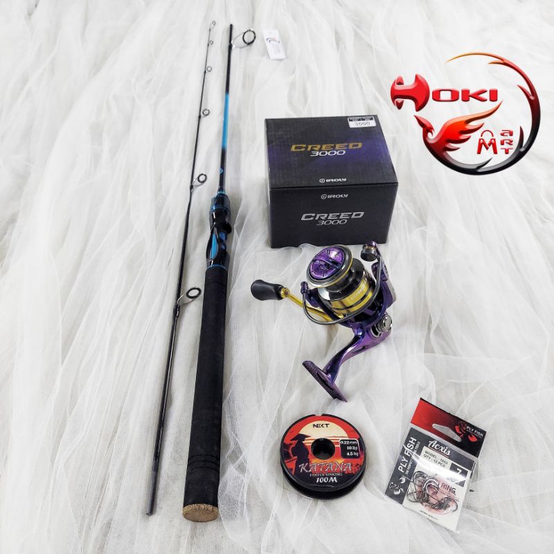 FREE SENAR & KAIL Joran set spinning Keiko 165 & reel Iroly Creed