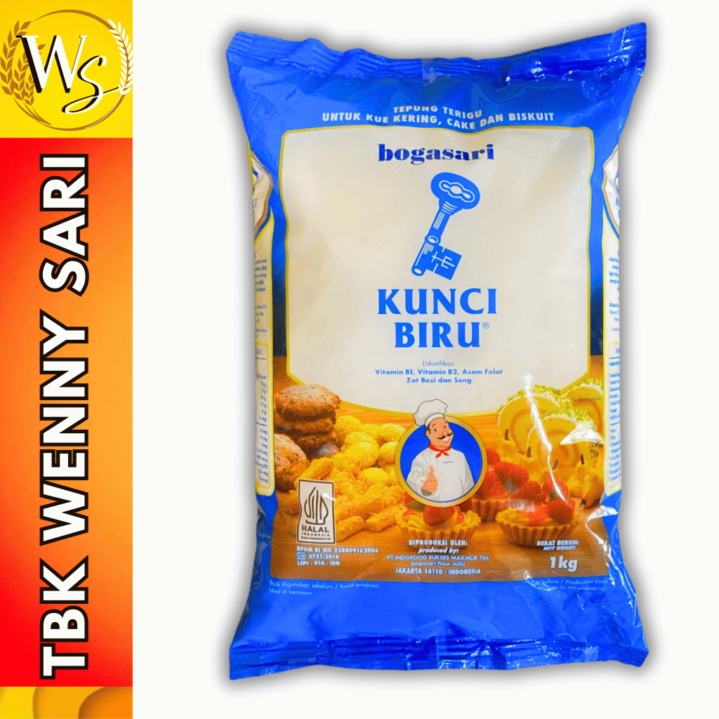 

Tepung Kunci Biru 1 KG Tepung Protein Rendah