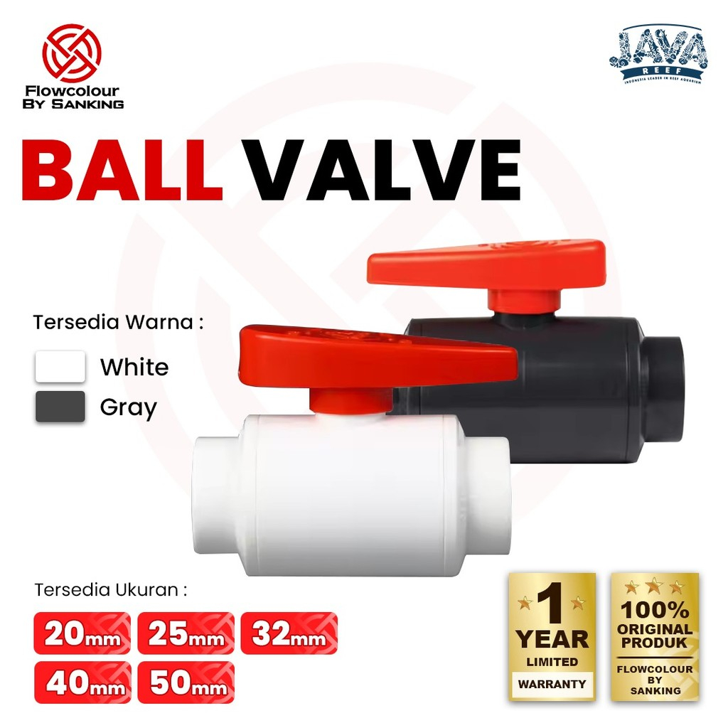 Flowcolour Ball Valve PVC pipe / Stop Kran by San King pipa Sanking