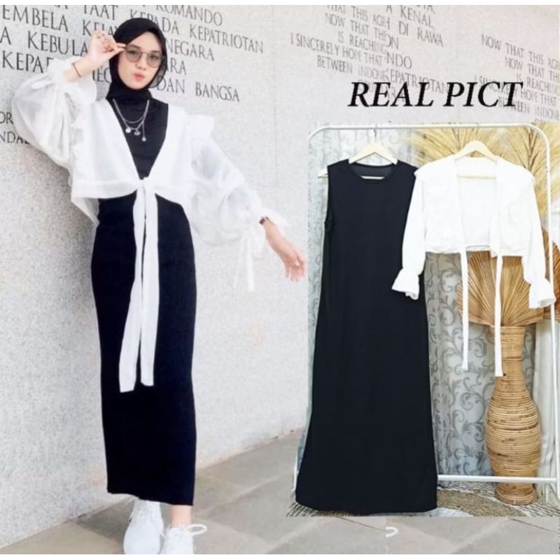 CARLINA Dress Serayu Rompi Outer Putih Gamis Maxy Wanita