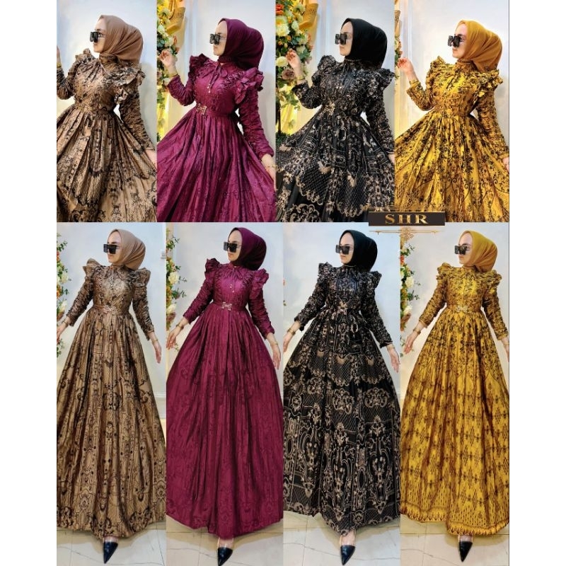 SHR MAXI DRESS ARJUNA GAMIS VIRAL SHR SATIN GLITER