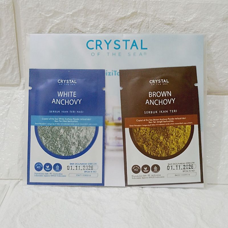 

Crystal of The Sea Bundling 2 sachet 4 gr (White & Brwon Anchovy) / Bumbu Serbuk Ikan Teri Bebas Formalin