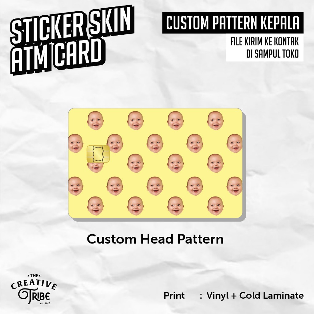 

Sticker Skin Card Custom Kepala - Vinyl ATM Debit Credit Emoney Flazz Stiker Pattern