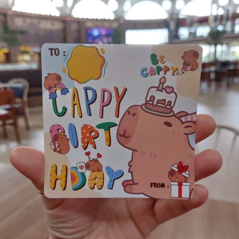 

Sticker Capybara Happy Birthday vinyl doff uk. 10x10 cm