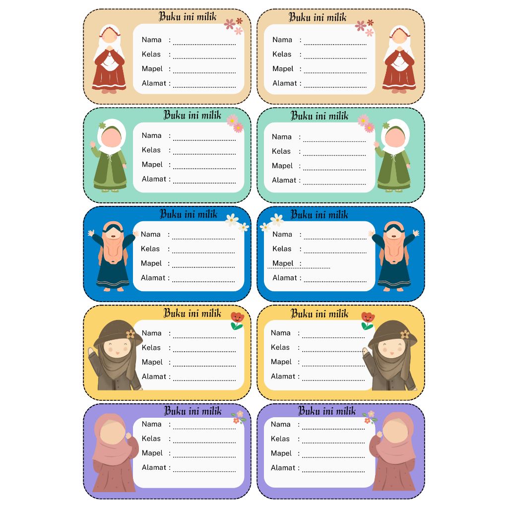 

Stiker Buku Pelajaran Cewek ukuran 10x5 cm Paket 10 Stiker