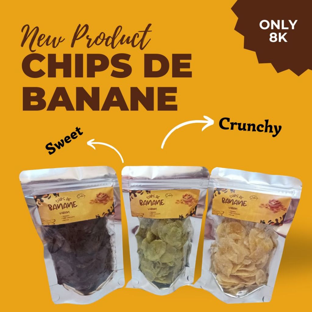 

Keripik Pisang Lumer - Chips De Banane, terdapat 3 varian rasa