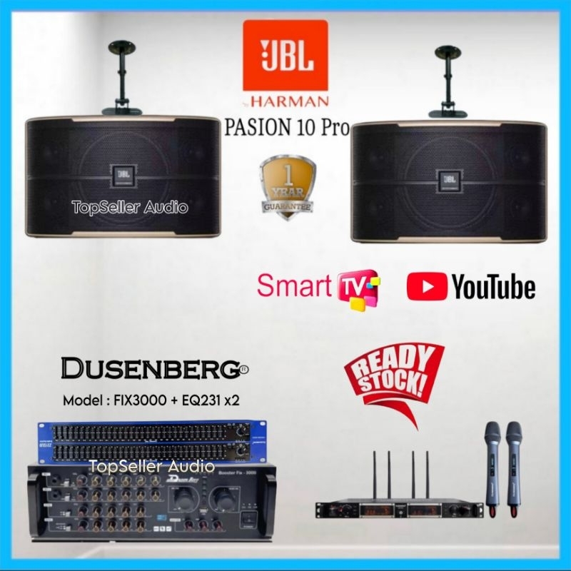 Paket Sound System Karaoke Speaker JBL Pasion10 Original Amplifier Karaoke Dusenberg Plus Equalizer 