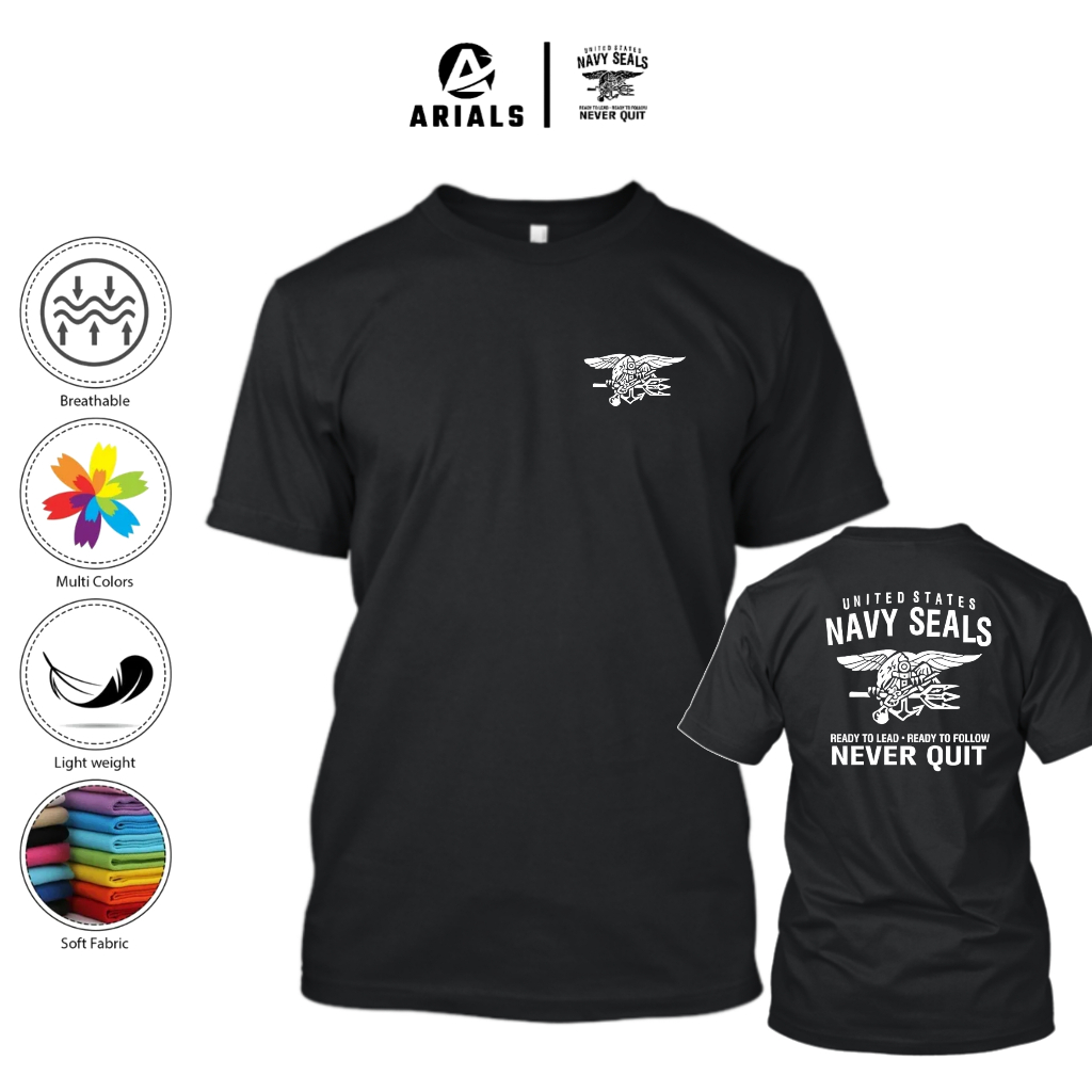 Arials Kaos Baju Us United States Navy Seals Ready To Lead Ready To Follow Never Quit