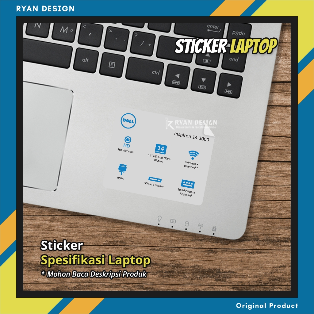 Stiker Logo Laptop Stiker Spesifikasi Fitur Laptop Stiker Nvidia RTX GTX Intel Amd (Dell Inspiron)