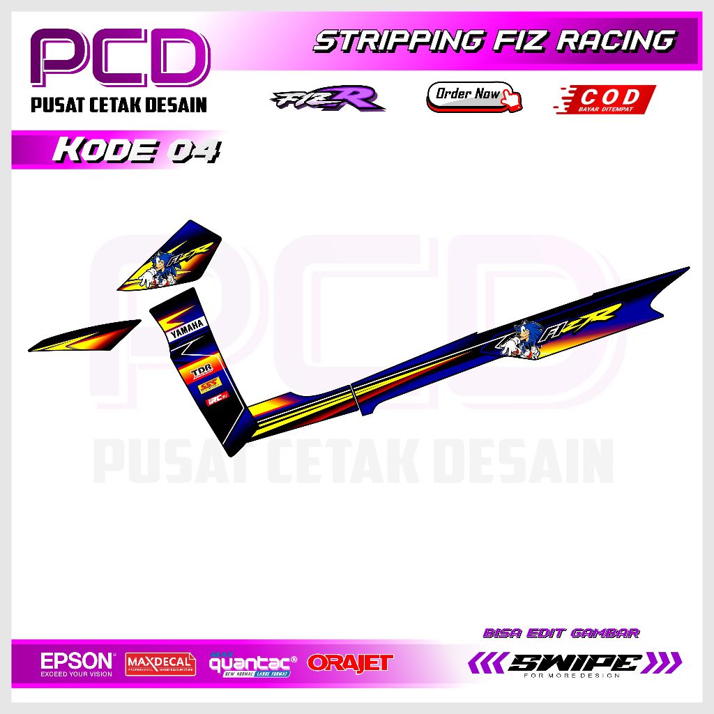 Sticker Striping FIZ R- Sticker Striping Variasi Motor FIZ R Motif ROAD RACE. FIZR.004