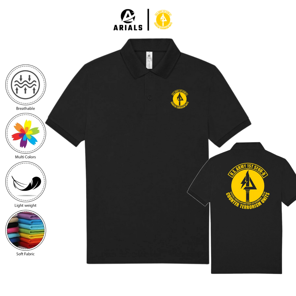 Arials Polo shirt Baju Kaos Kerah US Army Special Forces Operational Detachment 1st Delta Force