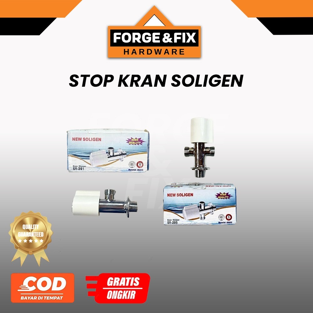 SOLIGEN Stop Kran Shower T F Kuningan Chrome + PVC Plastik SY-205 SY201