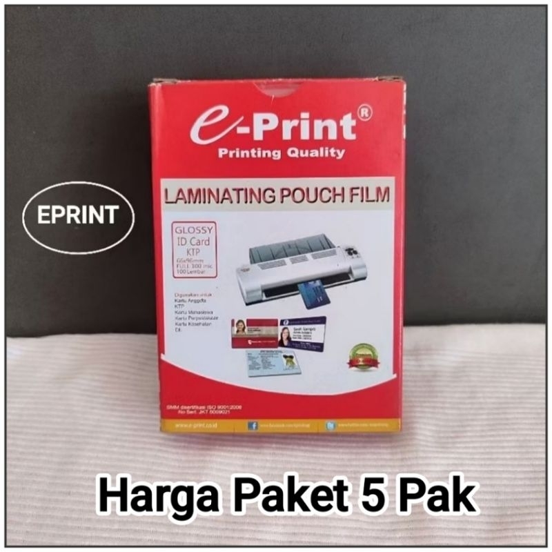 

5 Pak Plastik Laminating Ktp 100 Micron EPRINT