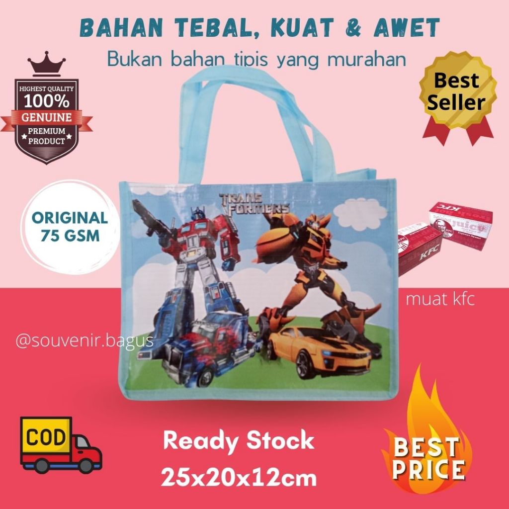 

Tas ulang tahun transformer souvenir ultah anak transformer Bumble Bee Optimus Prime