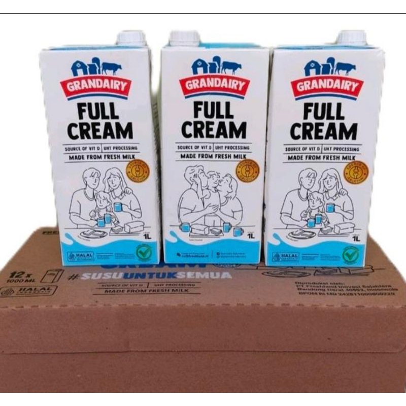 

Susu UHT Grandairy Full Cream 1 Liter Cair untuk Cafe dan Campuran Minuman Kekinian