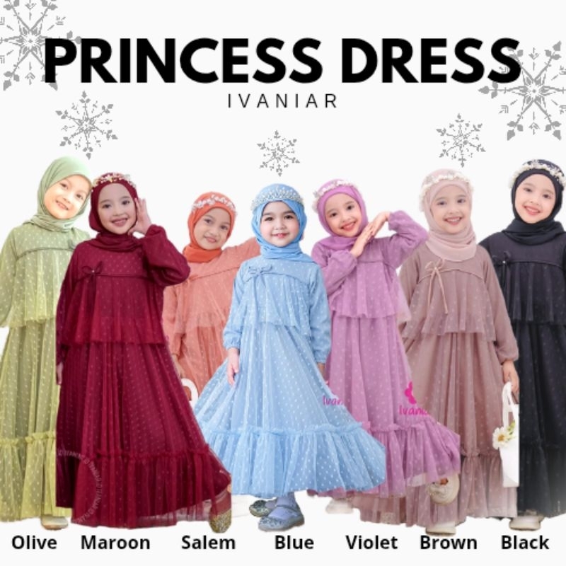 Gamis PRINCESS DRESS Only by Ivaniar Pesta Kondangan Lebaran Tille Brukat anak MAWADDAH STORE