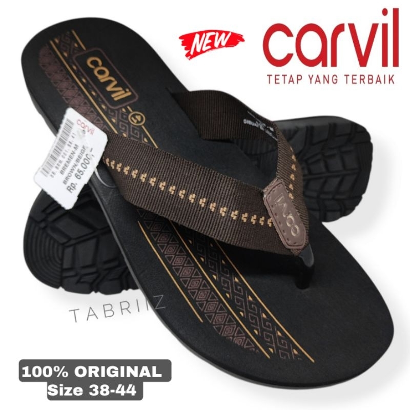 BARU Sandal CARVIL Pria Brown Sendal Carvil Jepit Pria Sandal Sendal Lebaran Pria - 100% ORIGINAL