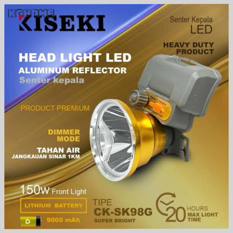 KISEKI SENTER KEPALA 150W CK SK 98G SK98G PUTIH HEADLAMP CAHAYA BULAT BESAR SINAR PANJANG SUPER TERA