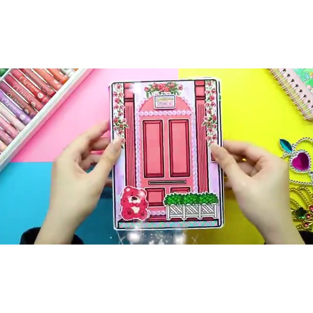 New Pink House Quiet Book - Bussy Book Paper Dolls House mainan edukasi anak bongkar pasang