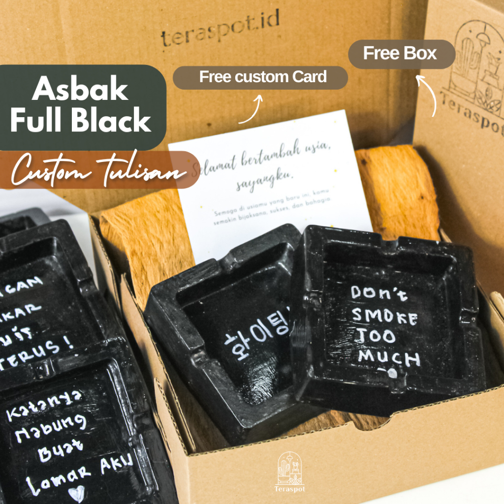Asbak Custom Kata - Kata Aesthetic Free Box & Custom Card Untuk Hadiah  Gift Birthday Graduation