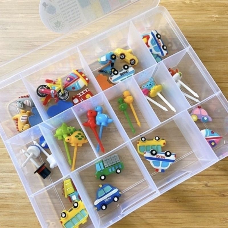 Tempat penyimpanan aksesoris bento tusukan cetakan nasi box plastik sekat 6 /12 kompartemen