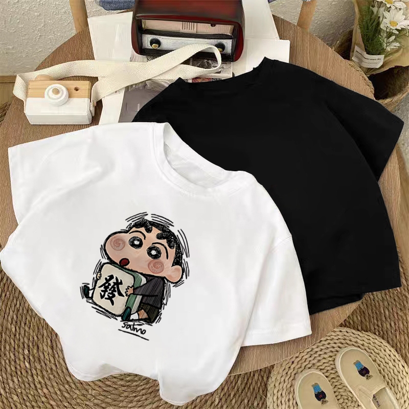 korea style Putih cocobaby t shirt cotton Kaos Atasan Anak laki-laki Perempuan | Crayon Shin-chan se