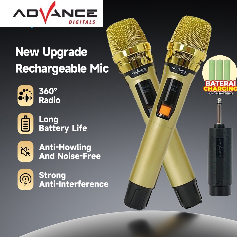 ADVANCE Microphone Wireless MIC-206 2-MIC Mikrofon Tanpa Kabel Frekuensi UHF Karaoke