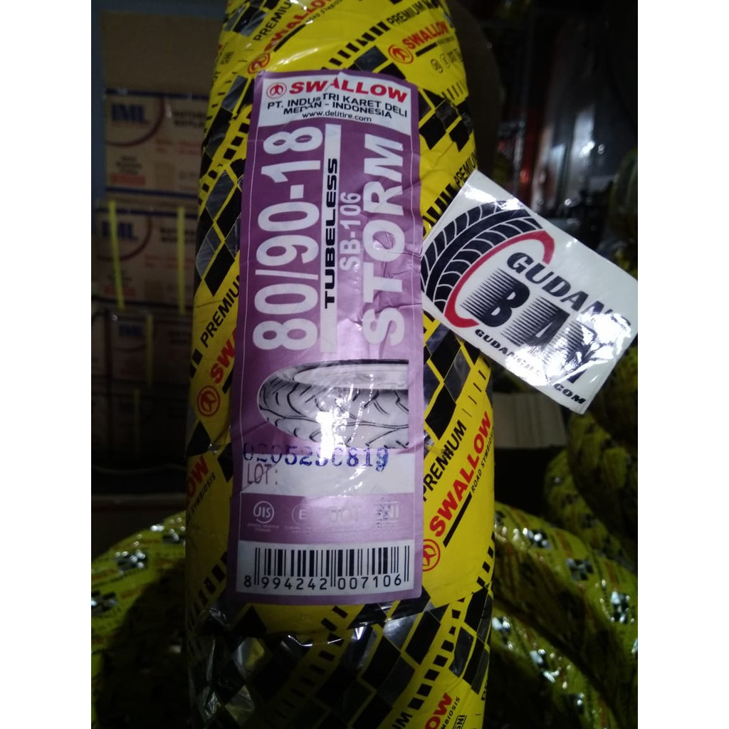 ( RING 18 ) 80 / 90 - 18 STORM SB106  Swallow SB - 106 TUBELESS Ban Motor Megapro RX King Thunder