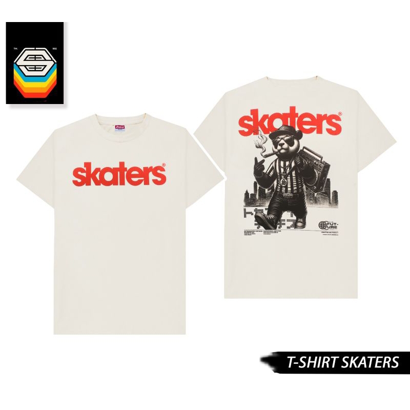 KAOS SKATERS B T SHIRT JL SMOKEY BEAR WHITE