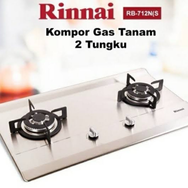 Kompor tanam rinnai 2 tungku stainless rinnai rb712NS