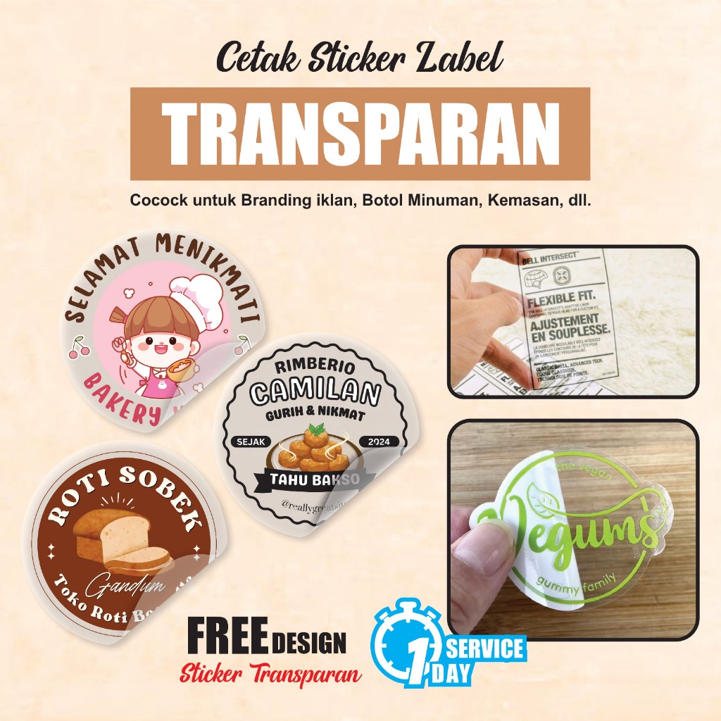 

stiker transparan custom/stiker toples lebaran/cetak stiker kemasan/label pouch