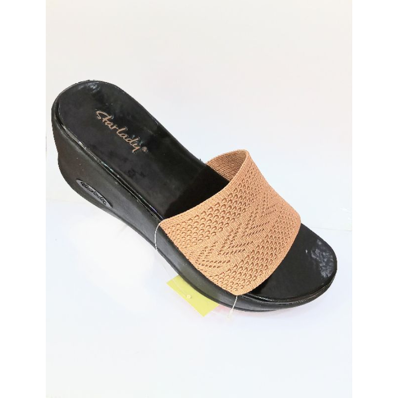 Starlady sandal selop wedges wanita/remaja perempuan Dessy tan