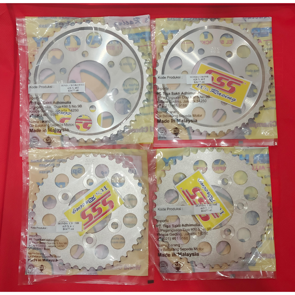 GIR GEAR BELAKANG SSS 428 CHROME CB 150 R 6 HOLE / CBR 150 RR 6 LUBANG UKURAN : 428 x 43 / 44 / 45 /